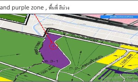 ขายที่ดิน - ขายพื้นที่ผังสีม่วง 7ไร่ 10ไร่ 12ไร่ 22 ไร่ 80ไร่ หน้ากว้าง 260เมตร หลังติดคลอง ใกล้สนามบิน15 km.