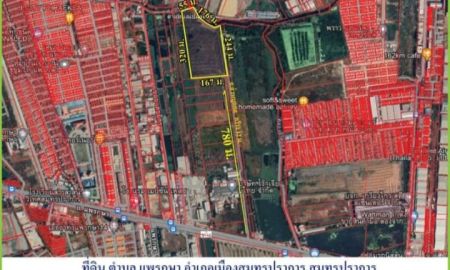 ขายที่ดิน - ขายที่ดินต่ำกว่าราคาตลาด ที่ดินบนถนนแพรกษา เข้าจากถนนหลัก อีก 780 เมตร ซอยถนนกว้าง 12 เมตร