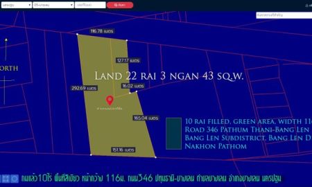 ขายที่ดิน - ที่ดิน23ไร่ ถมแล้ว10ไร่ หน้ากว้าง 116ม. พื้นที่สีเขียว ถนน346 ปทุมธานี-บางเลน ตำบลบางเลน อำเภอบางเลน นครปฐม