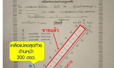 ขายที่ดิน - ขายที่ดินหัวมุม สด/ผ่อน 300วา ถมแล้ว โฉนดพร้อม พร้อม: ถ.คอนกรีต,เมนไฟฟ้า-ประปา ติดถ.2ด้านร่วม 70ม. จอดรถได้ 4 ฝั่ง ใกล้รอยต่อสมุทรปราการ-ฉะเชิงเทรา