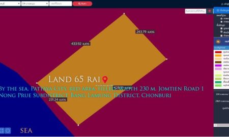 ขายที่ดิน - ที่ดิน65ไร่ ติดทะเล เมืองพัทยา พื้นที่สีแดง ถมแล้ว หน้ากว้าง 230ม. ถนนจอมเทียน ตำบลหนองปรือ อำเภอบางละมุง ชลบุรี