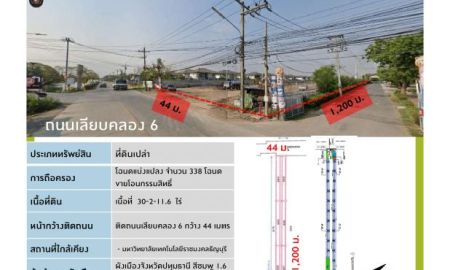 ขายที่ดิน - ติดถนนเลียบคลอง ตำบลคลอง6 อำเภอคลองหลวง ปทุมธานี