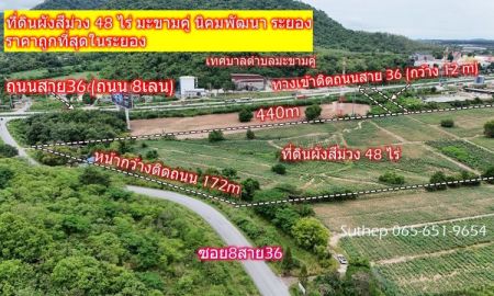 ขายที่ดิน - ขายที่ดินผังสีม่วง 48 ไร่ ราคาถูกที่สุด เหมาะสร้างโรงงาน ทางเข้าติดถนนสาย36และซอย8 มะขามคู่ นิคมพัฒนา ระยอง