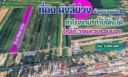 ขายที่ดิน - ขายที่ดิน 41 ไร่ ผังสีม่วง ลำลูกกาคลอง 8 ทำโรงงาน สร้างโกดังได้