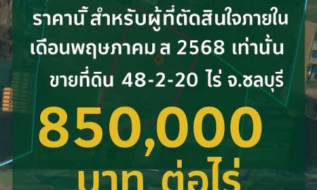 ขายที่ดิน - FLASH DEAL! ขายที่ดินแปลงใหญ่ 48 ไร่ 2 งาน 20 ตร.วา บ่อทอง ชลบุรี