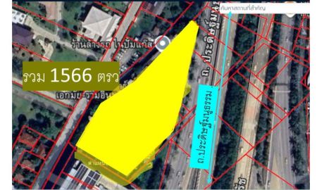 ขายที่ดิน - ที่ดินทำเลดี ติดถนนเลียบทางด่วน รามอินทรา ติดถนน 95 เมตร