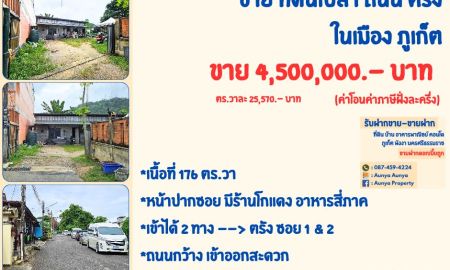 ขายที่ดิน - ขายด่วน ที่ดินในเมืองภูเก็ต ราคาดี ถนนตรงซอย2