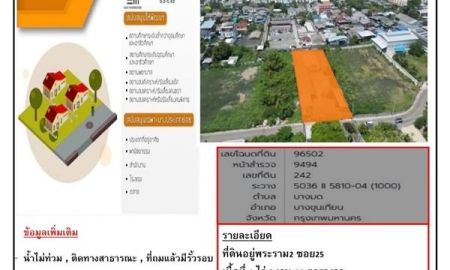 ขายที่ดิน - ขายที่ดินทำเลดี ใกล้แหล่งธุรกิจและการเดินทางสะดวก ติดทางด่วนสุขสวัสดิ์ - พุทธบูชา ขนาด 1 ไร่ 2 งาน 14 ตรว.