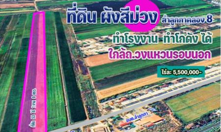 ขายที่ดิน - ขายที่ดินลำลูกกา พื้นที่สีม่วง สามารถทำโรงงาน โกดังได้