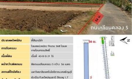 ขายที่ดิน - ขายที่ดิน ติดถนนเลียบคลอง 5 อำเภอคลองหลวง จังหวัดปทุมธานี