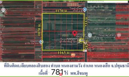 ขายที่ดิน - ขายที่สุด! ถูกที่ดินแปลงใหญ่ ติดถนนคลองสิบสอง หนองสามวัง หนองเสือ ปทุมธานี