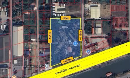 ขายที่ดิน - ขายที่ดิน ริมถนนรังสิต-นครนายก คลอง 8 ตำบลลำผักกูด อำเภอธัญบุรี จังหวัดปทุมธานี ทิศตะวันออกเฉียงใต้ เนื้อที่ 8-0-11 ไร่