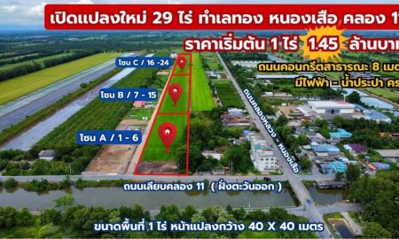 ขายที่ดิน - ขายที่ดินแปลงสวย ทำเลทอง คลอง 11 หนองเสือ จังหวัดปทุมธานี