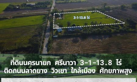 ขายที่ดิน - ขายที่ดินนครนายก ศรีนาวา 3-1-13.8 ไร่ ติดถนนลาดยาง วิวเขา ใกล้เมือง ราคาพิเศษก่อนสิ้นปี