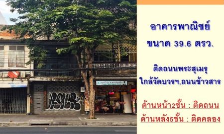 ขายอาคารพาณิชย์ / สำนักงาน - ขายตึก5ชั้น 39.6 ตรว. ด้านหน้าติดถนนพระสุเมรุ ด้านหลังติดคลอง ใกล้ถนนข้าวสาร