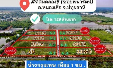 ขายที่ดิน - ที่ดินคลอง9 (ซ.พนารัตน์) รังสิต ปทุมธานี ไร่ละ 1.29 ล้านบาท (เข้าจากถนนรังสิต นครนายก 2.8 กม.)