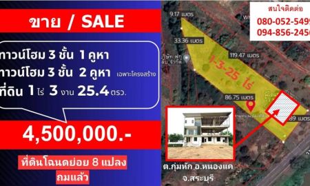 ขายที่ดิน - ทาวน์โฮมหนองแค สระบุรี 3ชั้น 3คูหา พร้อมที่ดินถมแล้ว เลียบคลองระพีพัฒน์