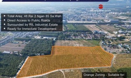 ขายที่ดิน - ขายที่ดินศักยภาพสูง ทำเลทอง 48-2-85 ไร่ ต.มาบตาพุด จ.ระยอง ใจกลางโซนอุตสาหกรรม ผังสีส้ม