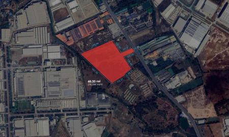 ขายที่ดิน - ขายที่ดิน 46.35 ไร่ สีม่วงจุดขาว ติด Amata City ชลบุรี