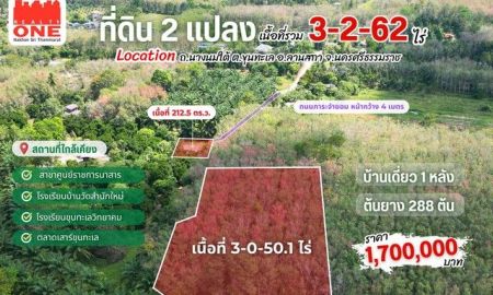 ขายที่ดิน - ที่ดินสวนยาง พร้อมบ้านเดี่ยว เนื้อที่รวม 3-2-62.6 ไร่ อ.ลานสกา