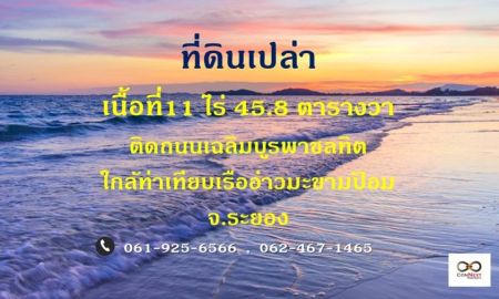 ขายที่ดิน - ขายที่ดินแปลงสวย ใกล้ทะเล จ.ระยอง อ.แกลง เนื้อที่ 11 ไร่ 45.8 ตร.วา