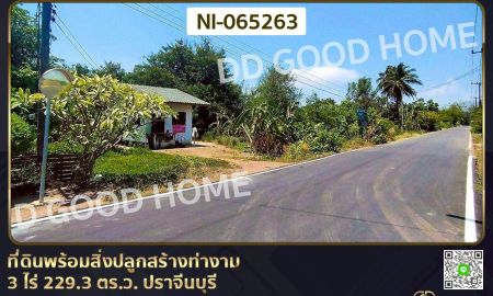 ขายที่ดิน - ที่ดินพร้อมสิ่งปลูกสร้างท่างาม 3 ไร่ 229.3 ตร.ว. ปราจีนบุรี ใกล้วัดกระแจะ