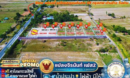 ขายที่ดิน - ที่ดินทำเลดี ถมแล้ว ติดถนนหลัก ไฟฟ้า ประปา พร้อม ใกล้ชุมชน ฟรีค่าโอน อ. หนองหญ้าไทร สุพรรณบุรี