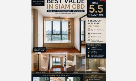 ขายคอนโด - Luxury Condo Wish Signature Midtown Siam 32.55 ตารางเมตร 1 ห้องนอน ชั้น33 พร้อมลิฟท์ส่วนตัว