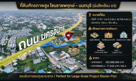 ขายที่ดิน - ขายที่ดินบางกรวย แปลงใหญ่ ทำเลดีขนาด 15 ไร่ ติดถนนนครอินทร์1020 จ.นนทบุรี