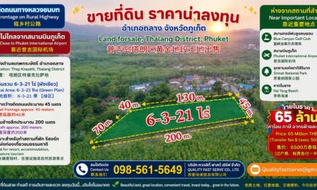 ขายที่ดิน - ที่ดินติดถนนทางหลวงชนบท อยู่ไม่ไกลจากสนามบินภูเก็ต