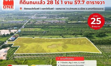 ขายที่ดิน - ที่ดินแปลงใหญ่ ถมเเล้ว เนื้อที่ 28 ไร่ 1 งาน 57.7 ตร.ว. ติดถนนวัดโบสถ์ แยกนาวง - แยกวัดโบสถ์