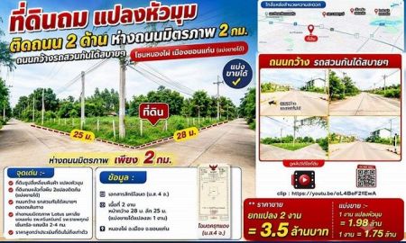 ขายที่ดิน - ที่ดินถม แปลงหัวมุม ติดถนน 2ด้าน ห่างถนนมิตรภาพ 2กม. ถนนกว้างรถสวนกันได้สบายๆ โซนหนองไผ่ เมืองขอนแก่น (แบ่งขายได้)