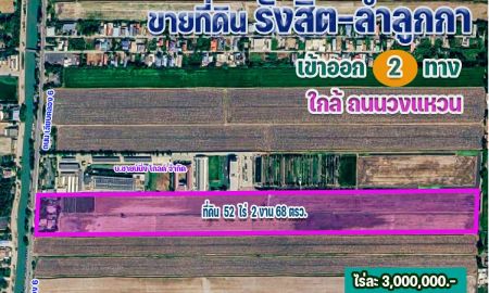 ขายที่ดิน - ขายที่ดิน รังสิต-ลำลูกกา (เข้า-ออก 2 ทาง) คลองหก 52 ไร่