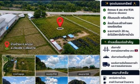 ขายที่ดิน - ขาย-ให้เช่าระยะยาว ที่ดินศักยภาพสูง ทำเลติดถนนสาย R3A เชียงราย เชียงของ