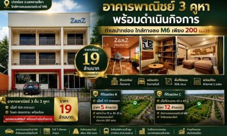 ขายอาคารพาณิชย์ / สำนักงาน - อาคารพาณิชย์ 3 คูหา พร้อมดำเนินกิจการ + ที่ดินศักยภาพ 2 แปลง ทำเลปากช่อง จังหวัดนครราชสีมา ใกล้ทางลง M6