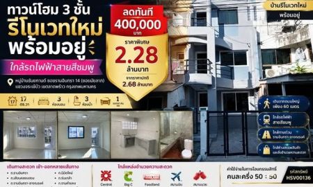 ขายทาวน์เฮาส์ - ทาวน์โฮม 3 ชั้น รีโนเวทใหม่ พร้อมอยู่ ใกล้รถไฟฟ้าสายสีชมพู ทำเลรามอินทรา หมู่บ้านธันยกานต์ ซอยรามอินทรา 14 (ซอยมัยลาภ)