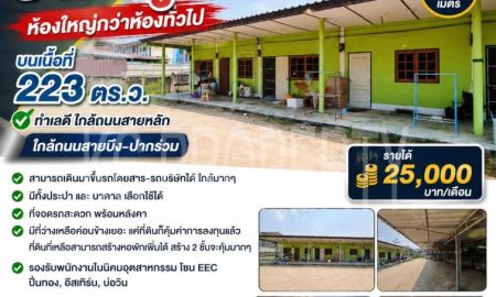 ขายอพาร์ทเม้นท์ / โรงแรม - ขายถูก! ห้องเช่า 8 ห้อง 223 ตร.ว. ทำเลใกล้ตลาดวรกิจบึง คนเช่าเต็ม แค่ค่าที่ดินก็คุ้มแล้ว