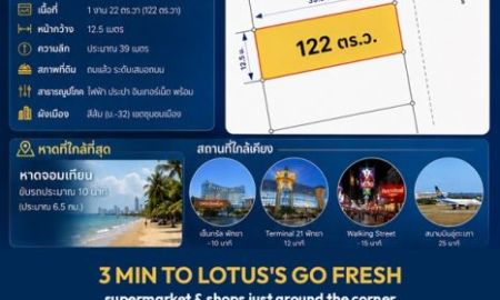 ขาย-ให้เช่าที่ดิน - ขาย/เช่า ที่ดินเปล่า เขต EEC บางละมุง ชลบุรี ทำเลดี เนื้อที่ 1 งาน 22 ตร.วา