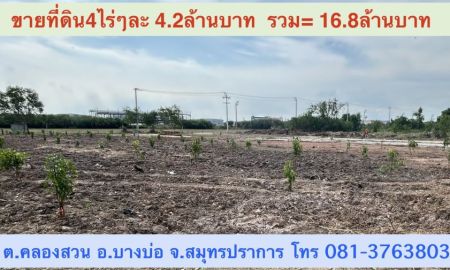 ขายที่ดิน - ขายที่ดินขนาด 4 ไร่ ใกล้สนามบินสุวรรณภูมิ ตำบลคลองสวน อำเภอบางบ่อ จังหวัดสมุทรปราการ