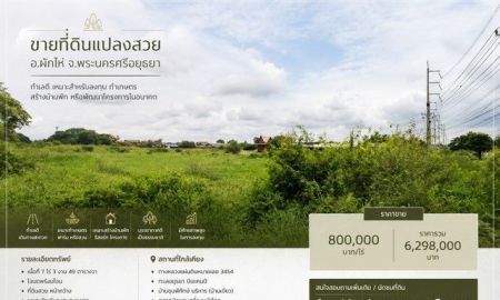 ขายที่ดิน - ขายที่ดินแปลงสวย อำเภอผักไห่ จังหวัดพระนครศรีอยุธยา ทำเลดี เหมาะสำหรับลงทุน ทำเกษตร สร้างบ้านพัก