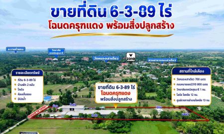 ขายที่ดิน - ขายที่ดิน 6 ไร่ 3 งาน 89 ตารางวา พร้อมสิ่งปลูกสร้าง มีใบอนุญาต รง.4