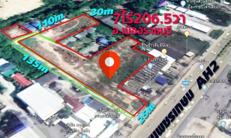 ขายที่ดิน - ที่ดินทำเลทอง ติดถนนเพชรเกษม อ.เมืองราชบุรี เนื้อที่ 7ไร่ 206.5ตารางวา ถมแล้วทั้งแปลง