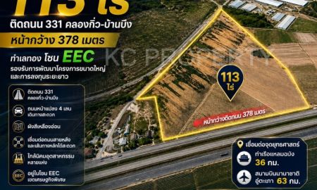 ขายที่ดิน - ที่ดินแปลงสวย 113 ไร่ หน้ากว้าง ติดถนน 331 บ้านบึง ทำเลศักยภาพสำหรับโกดัง คลังสินค้า และโรงงาน