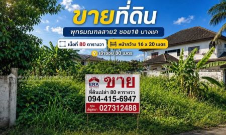 ขายที่ดิน - ขายที่ดิน พุทธมณฑลสาย2 ซอย10 บางแค เนื้อที่ 80 ตารางวา เข้าซอย 80 เมตร