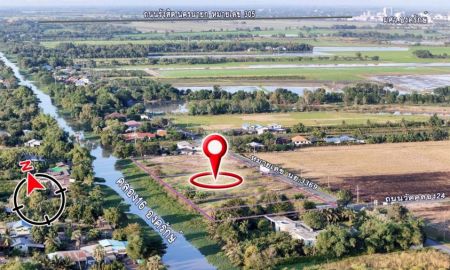 ขายที่ดิน - ที่ดินติดถนน ติดคลอง ถมแล้ว แหล่งชุมชน เหมาะทำบ้านสวน คาเฟ่