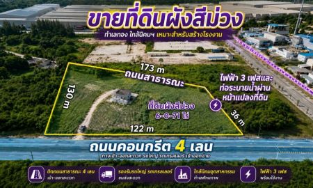 ขายที่ดิน - ขายที่ดินผังสีม่วง 6-0-71.4 ไร่ WHA ตะวันออก มาบตาพุด ระยอง ติดถนน 4 เลน ไฟฟ้า 3 เฟสผ่านหน้าแปลง