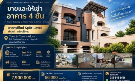 ขาย-ให้เช่าอาคารพาณิชย์ / สำนักงาน - ขายและให้เช่า อาคาร 4 ชั้น ทำเลทอง TOWN IN TOWN ศรีวรา