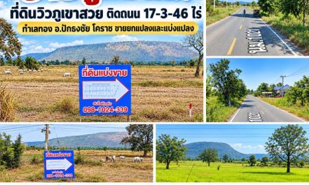 ขายที่ดิน - ขายถูกมาก!! ที่ดินวิวภูเขาสวย ติดถนน 17-3-46 ไร่ ทำเลทอง อ.ปักธงชัย โคราช ขายยกแปลงและแบ่งแปลง
