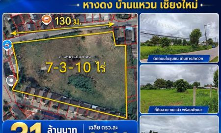 ขายที่ดิน - ขายที่ดินเปล่า 7-3-10 ไร่ (ผังสีเหลือง ใกล้ รร.นานาชาติ) ต.บ้านแหวน อ.หางดง จ.เชียงใหม่