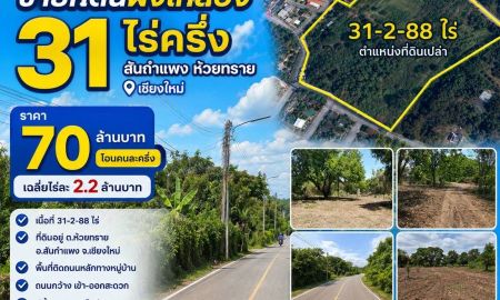 ขายที่ดิน - ขายที่ดินเปล่า ถมแล้ว ติดถนน ผังเมืองสีเหลือง 31-2-0 ไร่ ห้วยทราย สันกำแพง เชียงใหม่